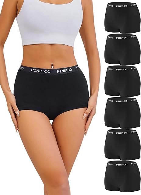 Womens Cotton Boy Shorts Underwear Full Coverage Soft Boxer Briefs Panties for Lady Girls 6 Pack