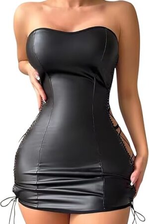 Hollow out Lingerie for Women Sexy Teddy Bodysuit Leather Babydoll Sexy Elastic Tight Fitting Pornographic Nightdress