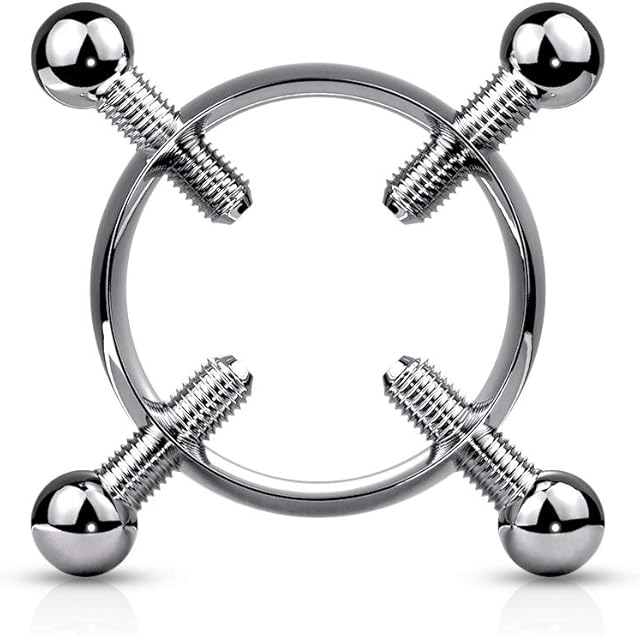 Dynamique Non Piercing 316L Surgical Steel Adjustable Nipple Clamp With 4 Screws (Sold Per Pair Or Per Piece)