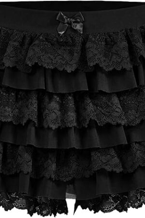 Women's Y2K Lace Ruffer Shorts Sexy Boyshorts Layered Pumpkin Skirt Cute Sweet Pettipants