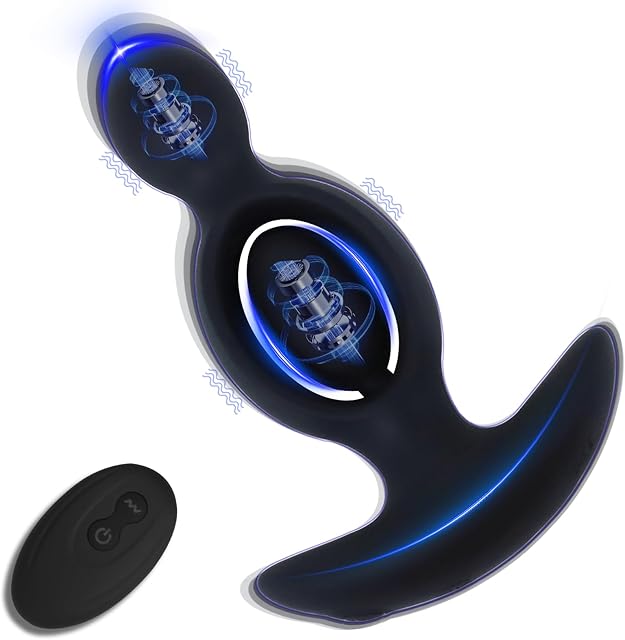 Anal Vibrators Vibrating Anal Beads with Dual Motors 10-Mode Stimulation Anal Sex Toy Butt Plug for Unisex Clitoris/Prostate Stimulator/Massage Anal Sex Toy (Dual Motors)