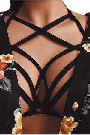 Womens Harness Cupless Cage Bra Hollow Out Sexy Lingerie Cupless Elastic Bras Bandage Bustier Naughty Outfits 2025