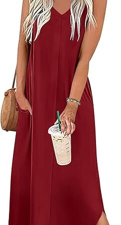 Cotton Nightgowns for Women Sleeveless Sleepshirt Long Sleepwear Tank Nightshirt Maxi Casual Dress with Pockets S-2XL
