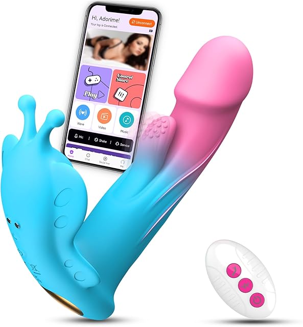 Wearable Vibrator Couples Sex Toys - App Remote Control G Spot Dildo Vibrators with 10 Vibrating & Flapping Modes, Butterfly Panty Vibrator for Clit Anal Sex, Adult Sex Toys & Games for Women Couples