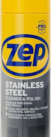 Zep Stainless Steel Cleaner and Polish 14 ounces - ZUSSTL14 - Protects Metal Surfaces from Fingerprints, Soil and Waterspots