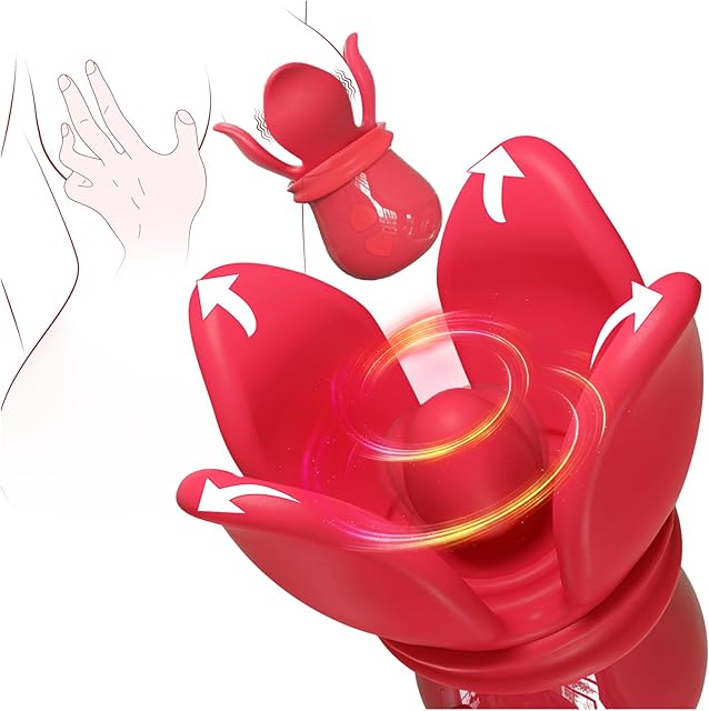 Grabbing Rose Nipple Sex Toy with 360? Tongue Licking Swirling Vibrator, Vibrating Nipple Clamps Women Couples Adult Sex Toys Games, QJWQJW Kinky Female Clitoral Stimulator BDSM Juguete Sexual