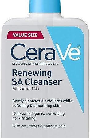 CeraVe Renewing Salicylic Acid Cleanser, Formulated With Hyaluronic Acid, Niacinamide, & Ceramides, Gentle BHA Exfoliating Face Wash Smooths & Softens Skin, Non Comedogenic & Fragrance Free, 16 Ounce
