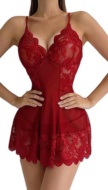 Babydoll Lingerie for Women Honeymoon V Neck Chemise Sexy Exotic Open Front Negligee