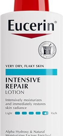 Eucerin Intensive Repair Body Lotion for Dry Skin with Alpha Hydroxy, Body Moisturizer for Very Dry Skin, Moisturizes, Exfoliates and Conditions, Fragrance Free and Paraben Free, 169 Fl Oz Bottle