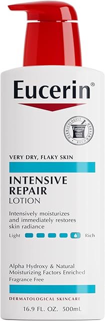 Eucerin Intensive Repair Body Lotion for Dry Skin with Alpha Hydroxy, Body Moisturizer for Very Dry Skin, Moisturizes, Exfoliates and Conditions, Fragrance Free and Paraben Free, 169 Fl Oz Bottle
