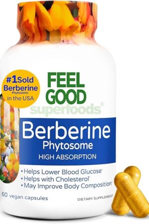 Berberine - High Absorption - 2200mg Equivalent - Herbal Supplement - Lower Blood Glucose - Helps Cholesterol - 60 Capsules