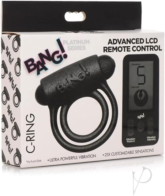 BANG! Platinum Series C-Ring 25X Premium Silicone Cock & Ball Ring with LCD Remote Control for Men & Couples, Stay Hard Male Enhancement with Powerful Vibrations, Black