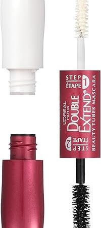 L'Oreal Paris Makeup Double Extend Tubing Mascara, Lengthening 2 Step Mascara, Smudgeproof, Black