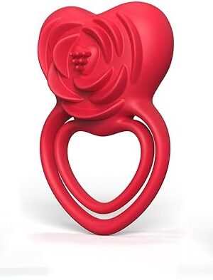 Vibrating Cock Ring, Couples Sex Toys, Clitoral G Spot Nipples Stimulator, Finger Vibrator with Mini Bullet, Waterproof 9 Vibration Modes, Rose Adult Sex Toy for Man and Women