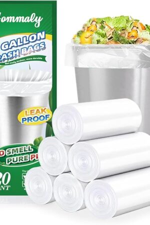 Hommaly 2 Gallon (18-2 Gal)120 pcs Small Clear Trash Bags, Strong 18 Gallon Garbage Bags, Bathroom Trash Can Bin Liners Unscented, Mini Plastic Bags for Office, Waste Basket Liner,Fit 6,7,8 Liters