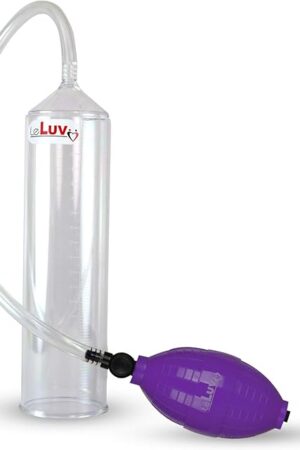 LeLuv Easyop 2.25 Inch by 9 Inch Cylinder Penis Pump Purple Bgrip Ball Handle Clear Graduated Cylinder/Clear Collapse-Resistant Hose