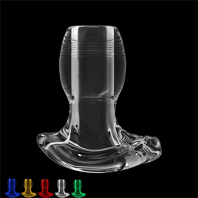 Clear Hollow Anal Dilator Butt Plug, Transparent Luminous Anal Plug, Anal Sex Toy, Couples Sex Toys, 3 Sizes, 5 Color Lights (M)