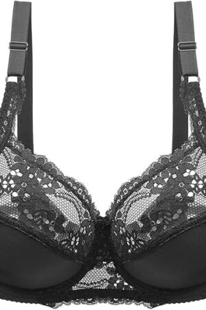 Bras for Women Full Coverage Underwire Bras Plus Size Lifting Lace Bra for Heavy Breast,Women's Lightly Lined Underwire Bra