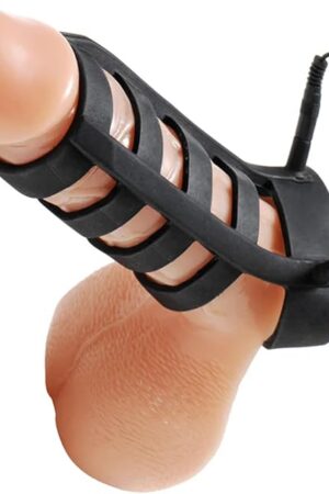 BDSM Penis Sleeve Cock Sheath Bondage Toys Power Cage Silicone Male Masturbator E-Stim Penis Pump Cock Sleeves Ball Extender Dick Adult Sex Toy for Men Couples GamesMade in USA
