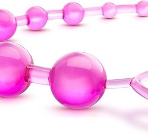 Eden Adult Sex Toys Basic Beads - 12 Inch Non Porous Body Safe Anal Bead - Smooth & Seamless - Graduated Beads Up to 1" Maximum Width - Beginners Play Anal Trainer Toy for Women Couples - Clear Pink
