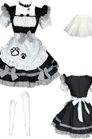 Adult Anime Japanese Maid Attire Black Maid Dress Women's Sexy Uniform Halloween Costume