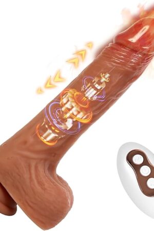 846In Silicone Thrusting Realistic Dildo, ANFEI Vibrator Sex Toys for G Spot Anal Stimulation with 8 Thrusting & 10 Vibration & Heating Mode Remote Control Adult Toy with Suction Cup for Women Couple