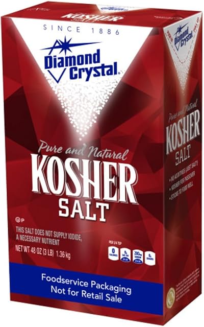 Diamond Crystal Kosher Salt ? Full Flavor, No Additives and Less Sodium - Pure and Natural Since 1886 (Restuarant Pack) - 3 Pound Box