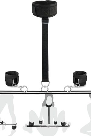 BDSM Toys Sex Restraints - Versatile Neck to Wrist BDSM Kit with Spreader Bar Couples Sex Toys, Adjustable Handcuffs Ankle Cuffs Neck Collar for Couples Kinky