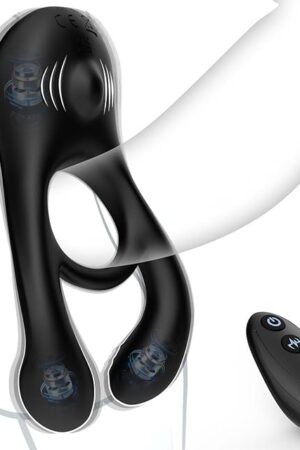 Vibrating Cock Ring Sex Toys for Men, Penis Ring with Rose Clitoral Vibrator Couple Sex Toys Clit & Perineum Stimulate, 10 Vibrations Adult Male Sex Toy Remote Control Vibrators for Couple Pleasure