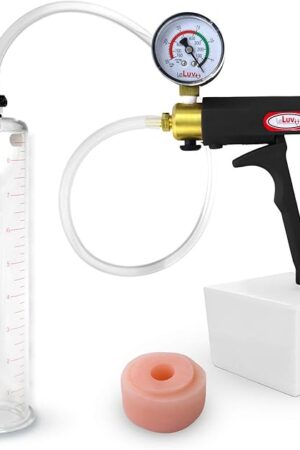 LeLuv Penis Pump Maxi Black Handle Bundle with Clear Hose, Donut - 9 inch Length x 2 inch Diameter Cylinder
