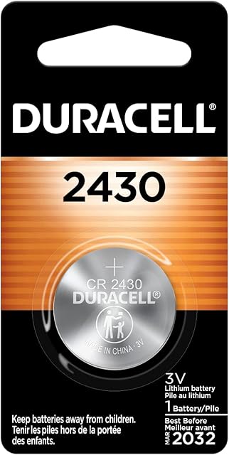 Duracell 2430 3V Lithium Battery, 1 Count Pack, Lithium Coin Battery for Medical and Fitness Devices, Watches, and more, CR Lithium 3 Volt Cell
