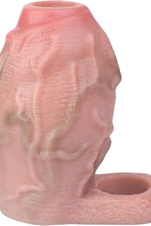 3.81in Soft Silicone Hollow Realistic Penis Sleeve Pump with Cock Ring, Reusable Thick Male Cock Cover Enlarger with Textures Adult Sex Toy for Men