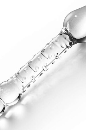 16.5" Extra Large Glass Dildo, 3" Max.Diametre Crystal Double-Ended Penis Pleasure Sex Wand, Glass Butt Plug with 3 Big Beads Anal Plug, Anal Toys G-Spot Stimulation for Men Women Couples