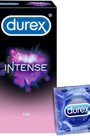Durex Intense Condoms for her - 10 Count | Dotted and Ribbed Condom with Desirex Gel