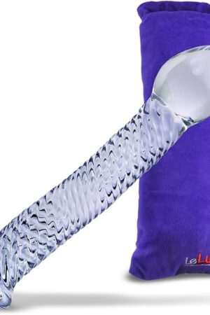 LeLuv Frost Twisted Glass Probe 7" Dildo Wand Erect Sexy Sex Toys with Premium Padded Pouch