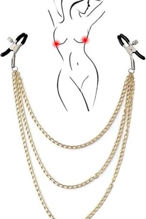 BDSM Toys Nipple Clamps Adult Toys, 2Pcs Adjustable Nipple Clamp Toys Sex Machine, Non-Piercing Chain Stainless Steel Nipple Clips Breast Clamps Adult Sex Toys & Games for Couples