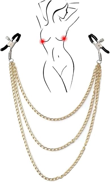 BDSM Toys Nipple Clamps Adult Toys, 2Pcs Adjustable Nipple Clamp Toys Sex Machine, Non-Piercing Chain Stainless Steel Nipple Clips Breast Clamps Adult Sex Toys & Games for Couples