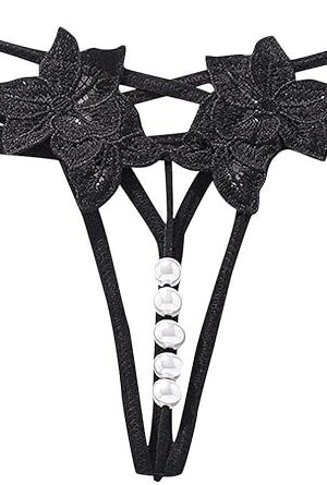 Women's Sexy Thongs with Beads G-String Hollow Out Panties Underwear Erotic Briefs Lingerie for Sex Naughty