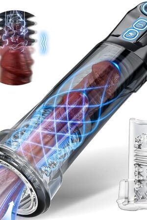 2 in 1 Electric Male Masturbator Penis Pump, Automatic Male Masturbators Cup Penis Enlargement with 3 Suction and 7 Vibration Modes, Dick Pump Male Masturbators Cup Adult Sex Toys with 2 Sleeves