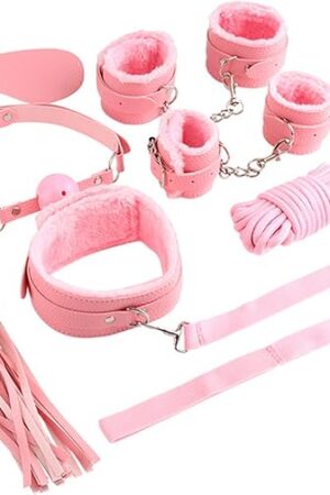 Bondage Restraints 7 Pcs Set BDSM Sex Toys for Woman, Fetish Adult Games Products Slave Sexual for Couples Cosplay (Pink)