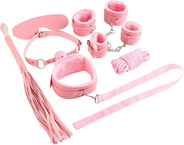 Bondage Restraints 7 Pcs Set BDSM Sex Toys for Woman, Fetish Adult Games Products Slave Sexual for Couples Cosplay (Pink)