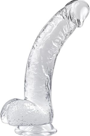 9.25 Inch Realistic Dildo Adult Sex Toys for Women Men, Lifelike G Spot Clitoral Black Huge Dildo with Strong Suction Cup for Hands-Free Play, Flexible BBC Anal Toys for Lesbian Strap-on Play (Clear)