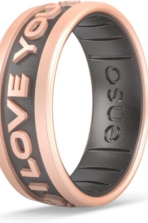 Enso Rings Star Wars Silicone Ring - Comfortable and Flexible Design - I Love You (English) - Rose Gold/Platinum - Size 12