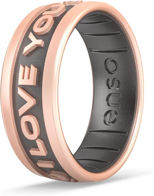 Enso Rings Star Wars Silicone Ring - Comfortable and Flexible Design - I Love You (English) - Rose Gold/Platinum - Size 12