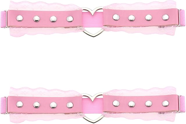 Women's Lace Garter Belt Adjustable Heart-Shaped Thigh Garters Gothic Punk Leg Ring Suspender 2pcs