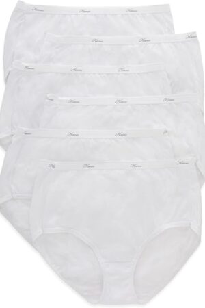 Women's High-Waisted Brief Panties, 6-Pack, Moisture-Wicking Cotton Brief Underwear (Colors May Vary)