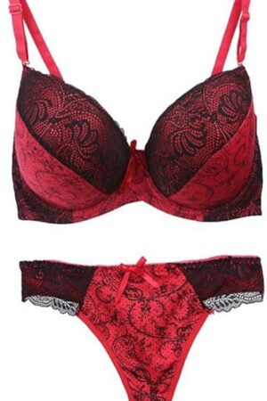 Women's Comfortable Push Up Embroidery Lace Bra and Panty Set Plus Size