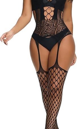 Women Fishnet Bodystocking Sexy Badydoll Bodysuit Soft Nightwear Lingerie One Piece