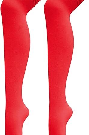 Women's Opaque Stretchy Nylon Over Knee Thigh High Stockings Sexy Lace Top Knee High Costume Socks
