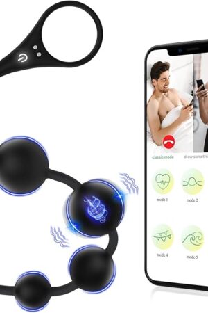 Anal Beads Vibrator Sex Toys - 145 Inch App Remote Control Butt Plug G-spot Vaginal Prostate Massager with 9 Vibrating Modes, Waterproof Penis Ring Vagina Stimulator Adult Toys for Men & Women